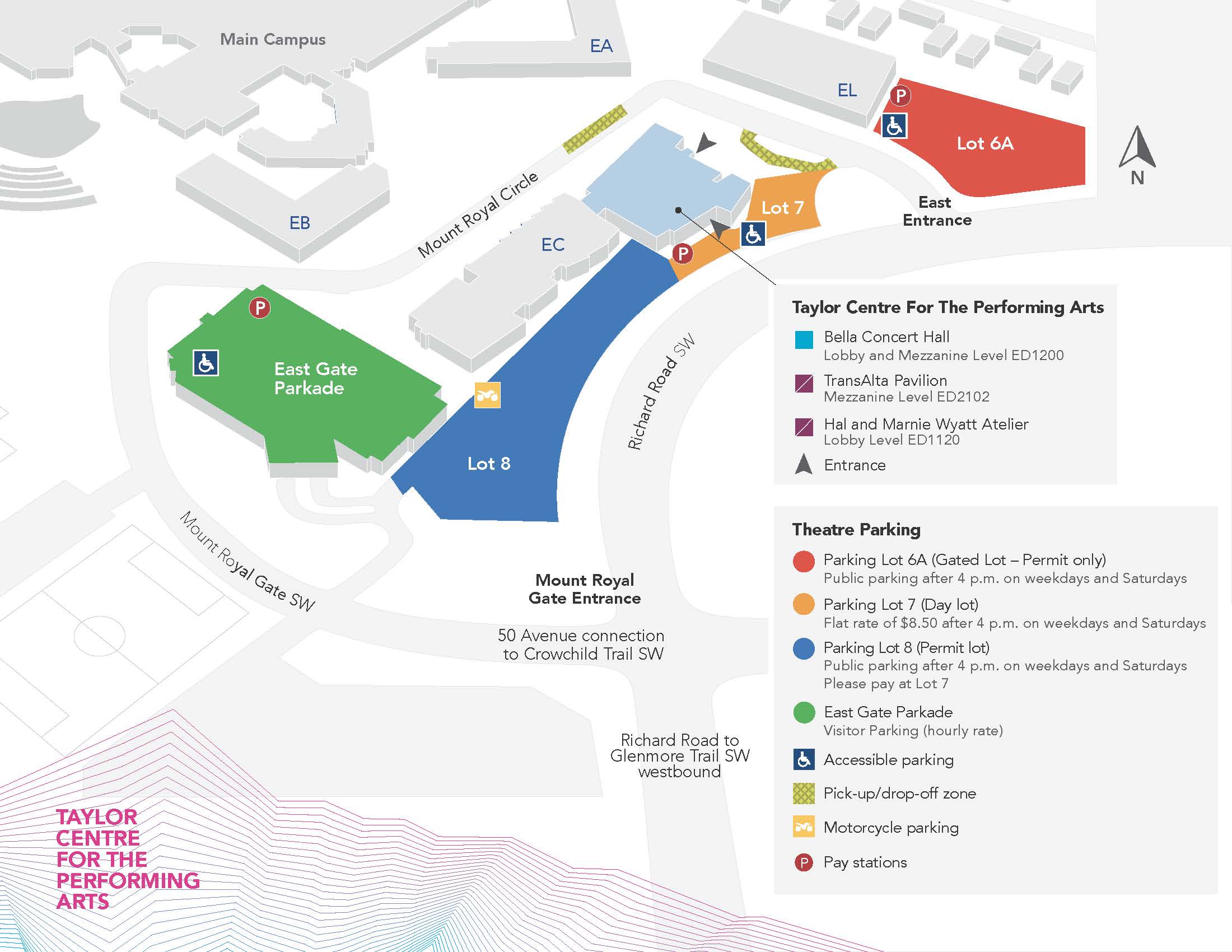 Parking map of the south east side of campus.
